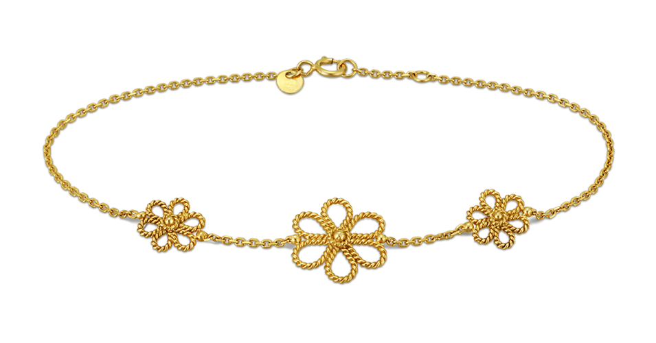 Βραχιόλι με τρία Βυζαντινά Λουλούδια σε αλυσίδα