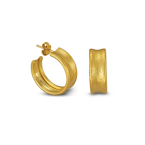 Hammered gold hoop earrings