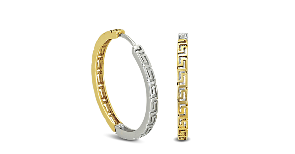 Greek Key Round Hoop Earrings