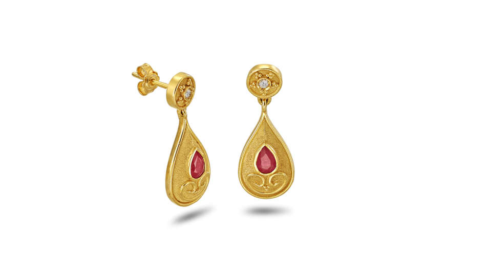Byzantine Earrings with Diamonds and Rubies