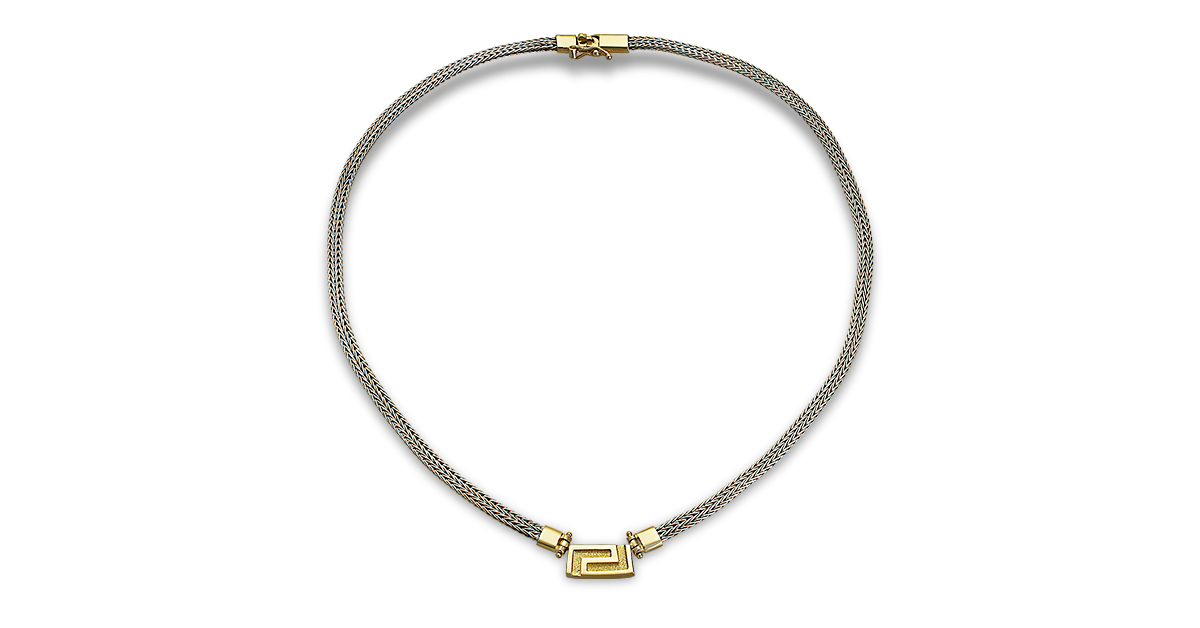 Silver and Gold Greek Key Necklace