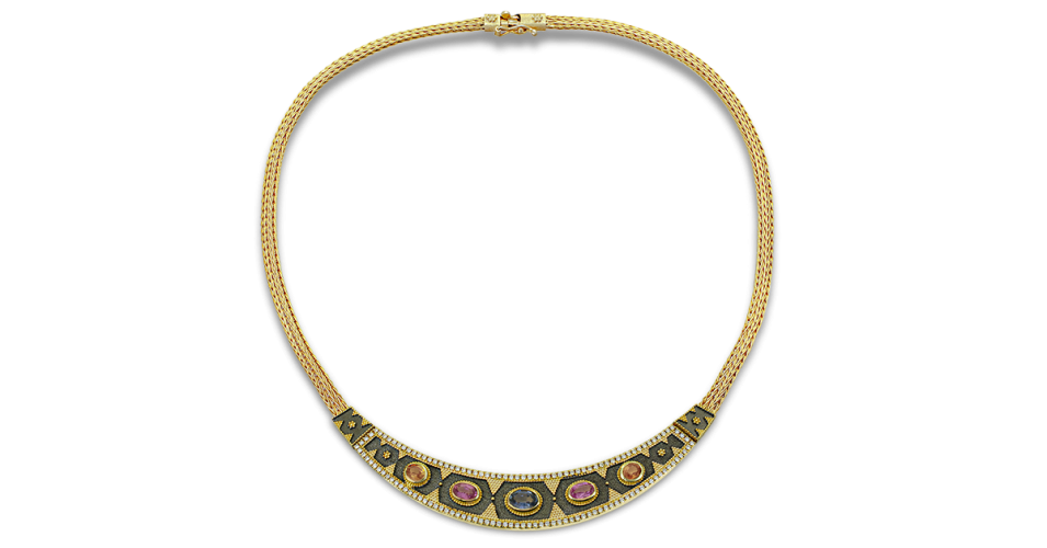 Byzantine Necklace With Multicolor Sapphires