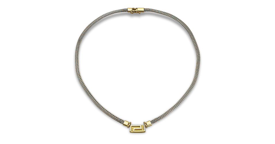 Silver and Gold Greek Key Necklace