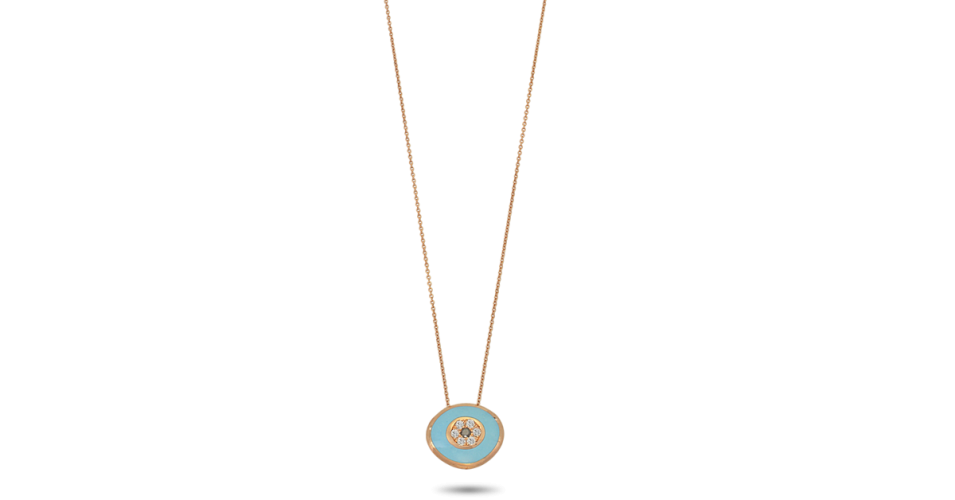 Rose Gold Evil Eye Necklace with Diamonds