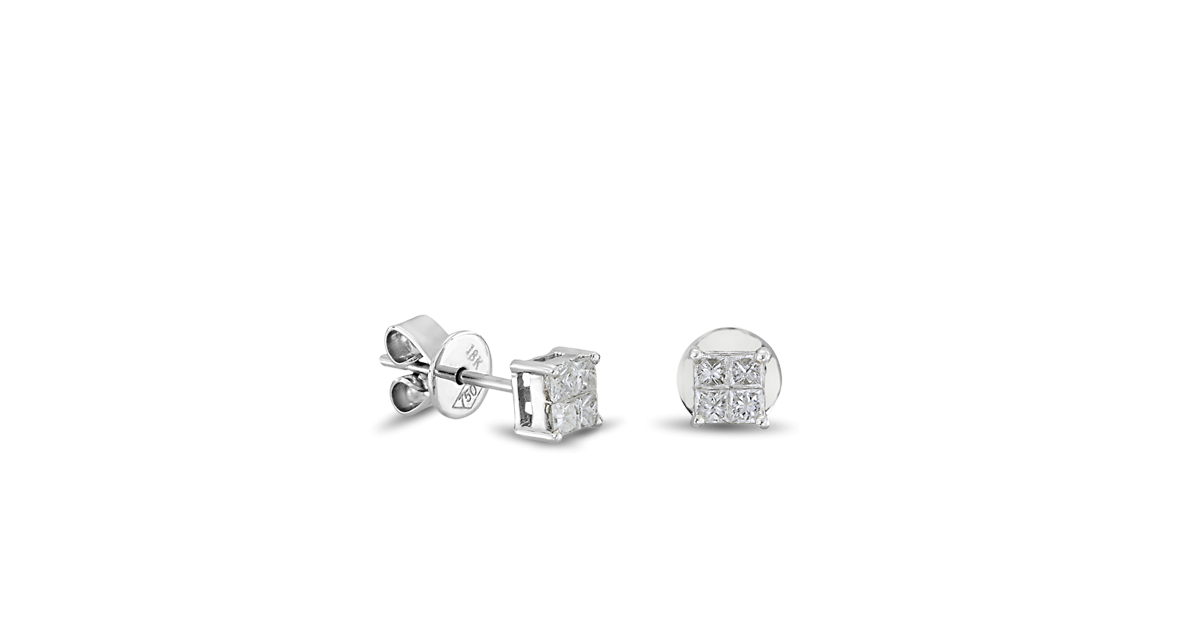 Square Earrings with Diamonds