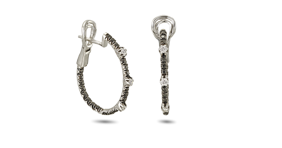 Earrings with White and Black Diamonds