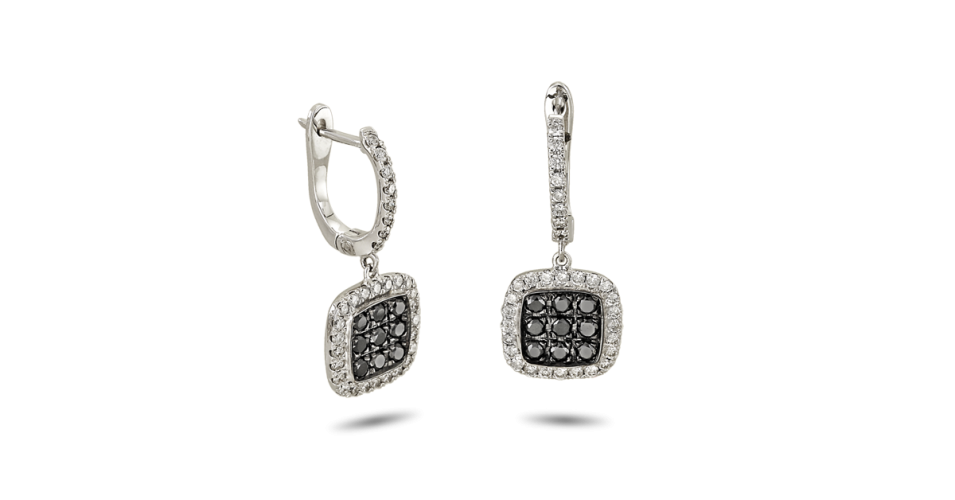 Earrings with Black and White Diamonds