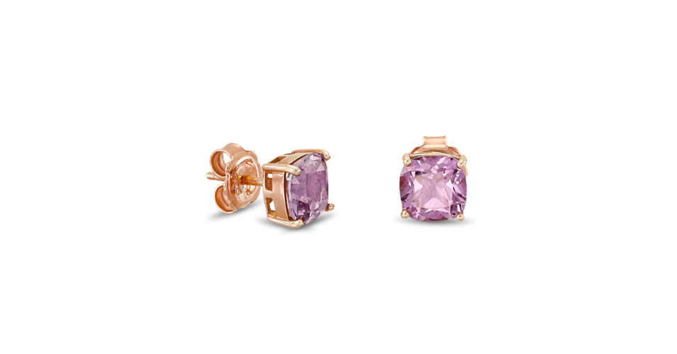 Rose Gold Earrings with Amethyst