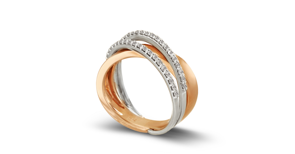 White and Rose Gold Ring with Diamonds