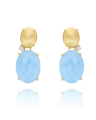 "IPANEMA " GOLD, AQUAMARINE AND DIAMONDS DROP EARRINGS