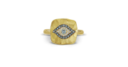 Yellow Gold Evil Eye Ring with Diamonds