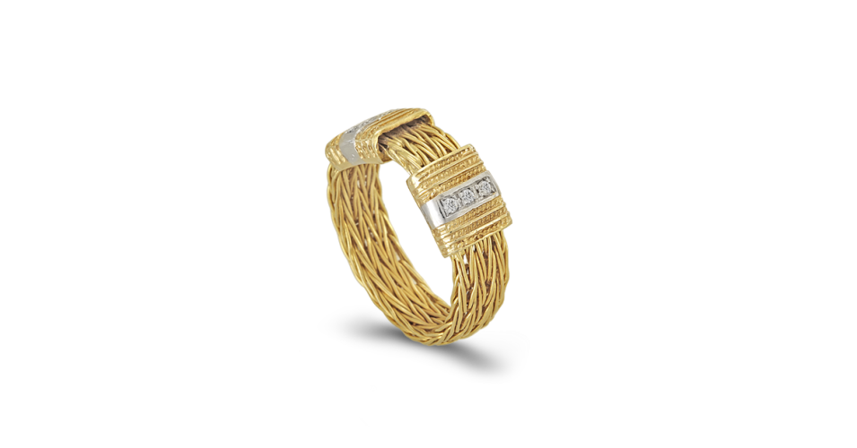 Handwoven Ring with Diamonds