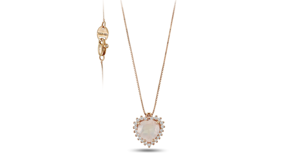Pink Quartz Rose Gold Heart Shape Necklace
